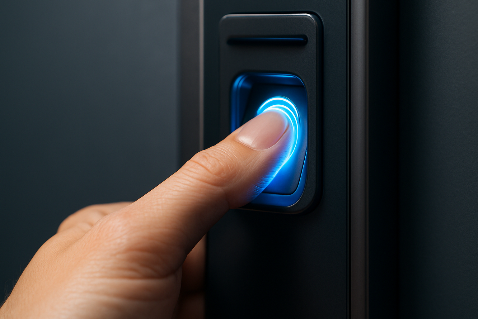 an image of a hand using the lock with a fingerprint id